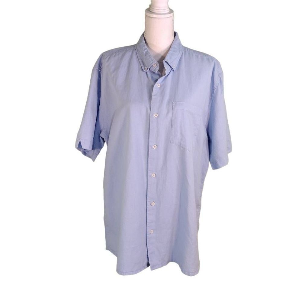 Isle Bay Linens Pale Blue Short Sleeve Button Front Shirt XL